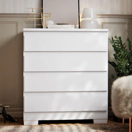 Cômoda Imperial 4 Gavetas Compacta - Branco/Nature Off White [Acabamento Premium]